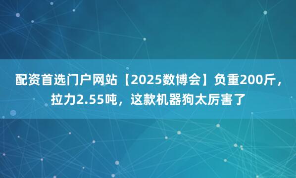 配资首选门户网站【2025数博会】负重200斤，拉力2.55吨，这款机器狗太厉害了